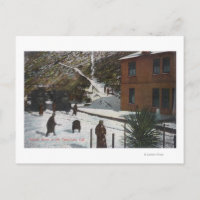 A Winter Scene, Adults Playing in Snow