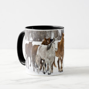 A Winter Scenic of Running Horses Mug