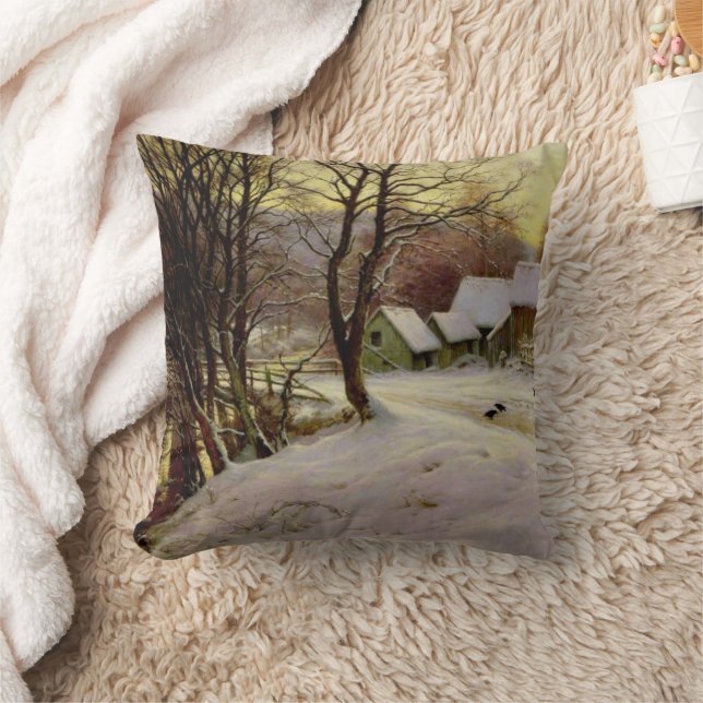 A Winter's Morning, famous painting, Throw Pillow (Blanket)