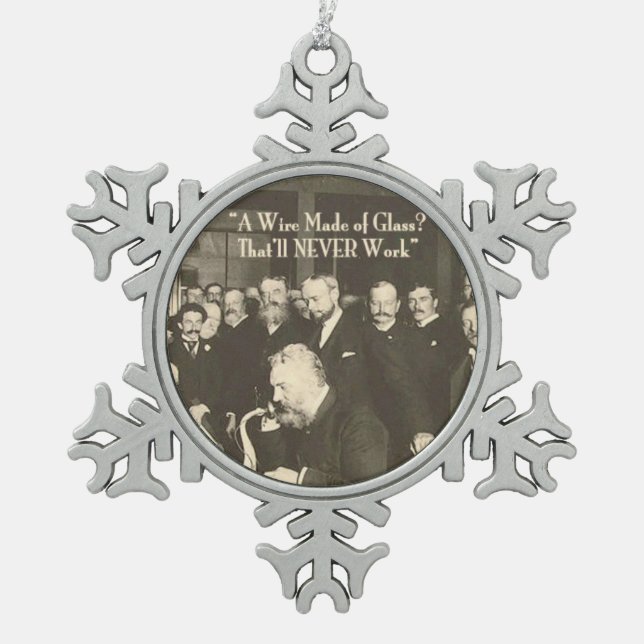 A Wire Made of Glass Humourous Tech Snowflake Pewter Christmas Ornament (Front)