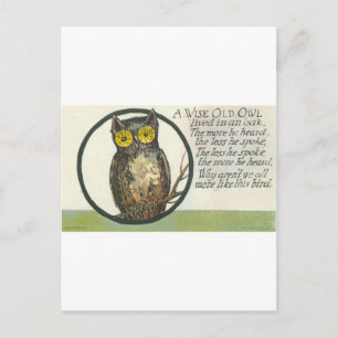 a wise old owl postcard