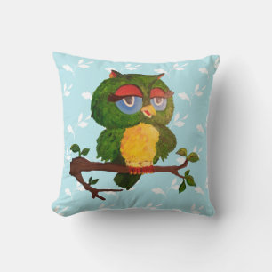 A Wise Old Owl Sitting On A Tree Branch Throw Pillow