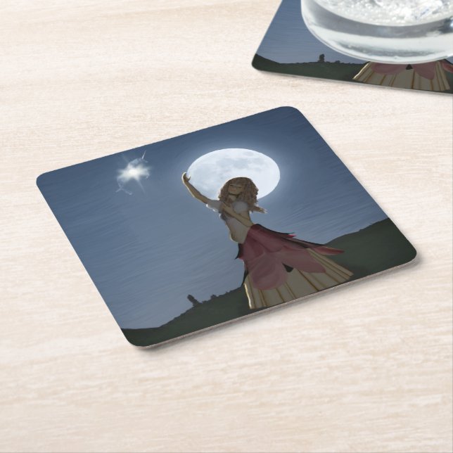 A Wish Come True Square Paper Coaster (Angled)