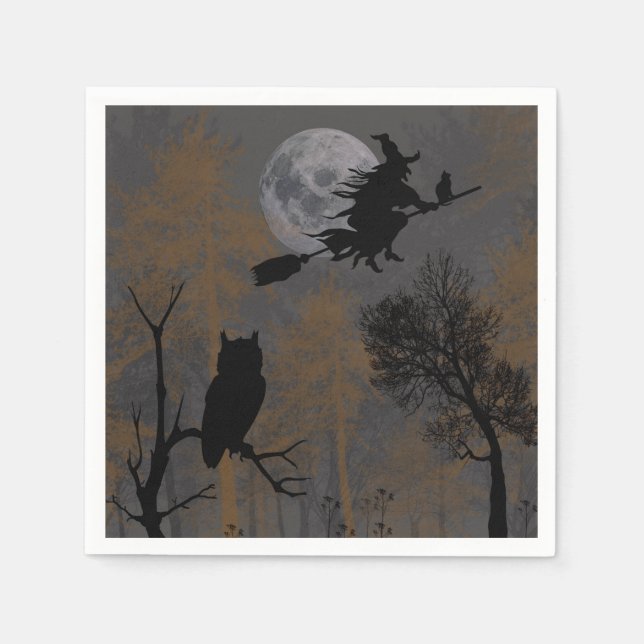 A Witch and a Cat Napkin (Front)