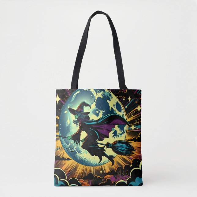 A Witch and a Full Moon Halloween  Tote Bag (Front)