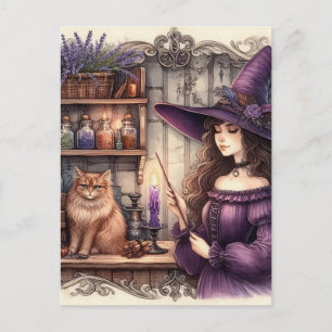 A Witch and Her Cat Postcard