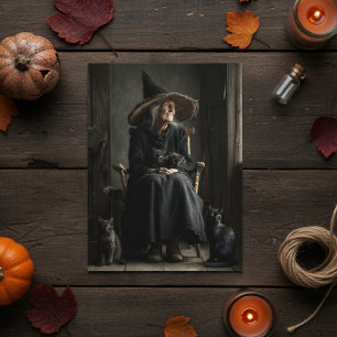 A Witch and her Cats Postcard