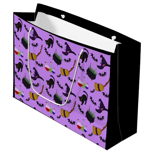 A Witches Tools Pattern Gift Bag (Front Angled)