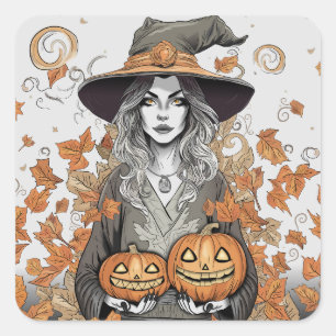 A witch's love square sticker