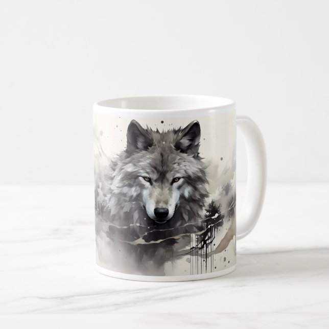 A Wolf In Art Painting Style Coffee Mug (Front Right)