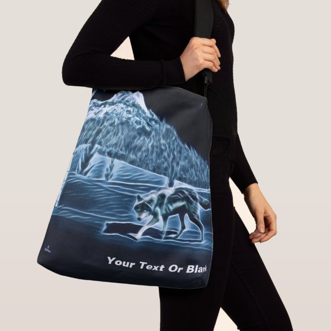 A Wolf On Snow Crossbody Bag (Close Up)