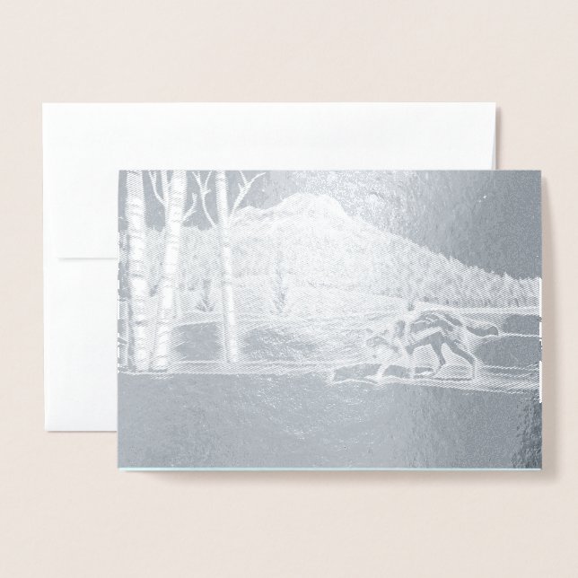 A Wolf On Snow Foil Card (Front With Envelope)
