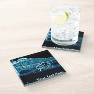 A Wolf On Snow Glass Coaster