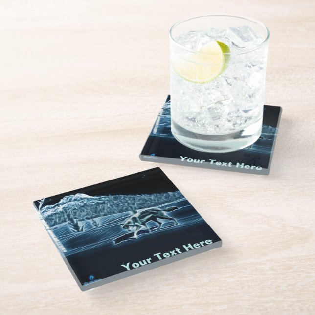 A Wolf On Snow Glass Coaster (Angled)