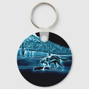 A Wolf On Snow Keychain