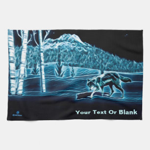 A Wolf On Snow Kitchen Towel