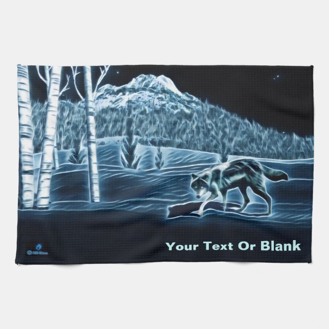 A Wolf On Snow Kitchen Towel (Horizontal)