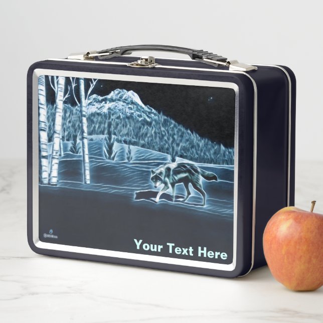 A Wolf On Snow Metal Lunch Box (In Situ)
