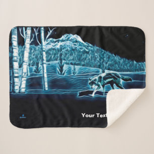 A Wolf On Snow Sherpa Blanket