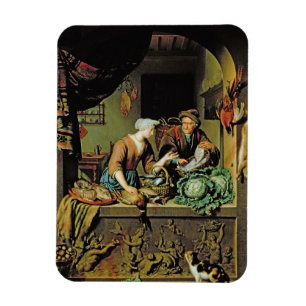 A Woman and a Fish Peddler, 1713 (oil on panel) Magnet