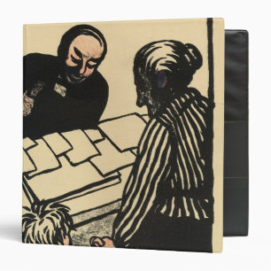 A woman and child hand over their savings binder