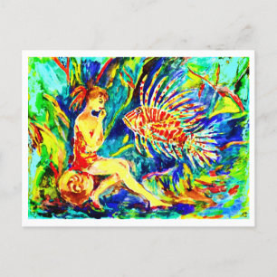 A woman and Fish Postcard