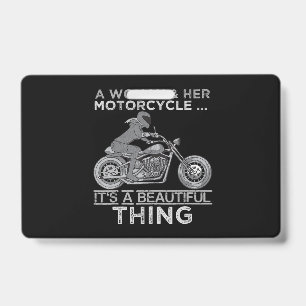 A Woman And Her Motorcycle Art Gift For Bikers Badge