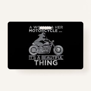 A Woman And Her Motorcycle Art Gift For Bikers Badge