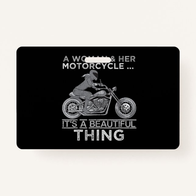 A Woman And Her Motorcycle Art Gift For Bikers Badge (Front)