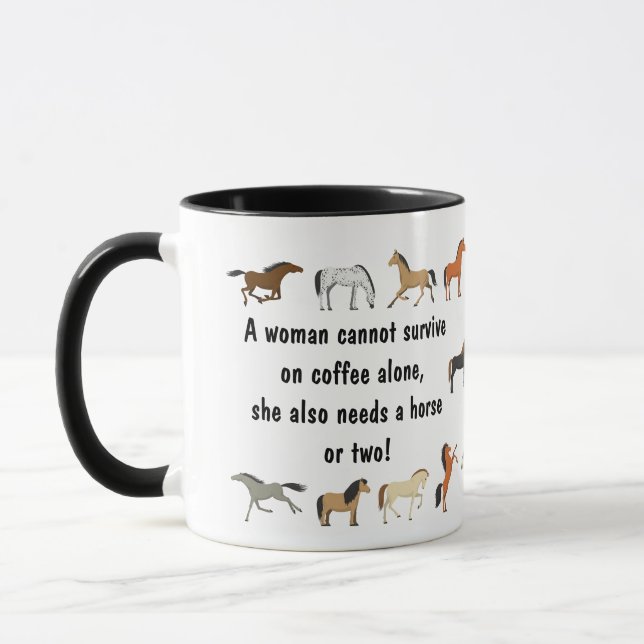 A woman cannot survive on coffee alone mug (Left)