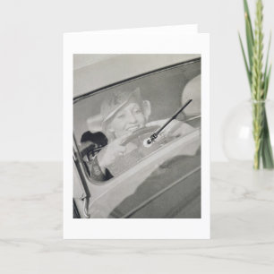A woman driving, c.1930s (photogravure) card