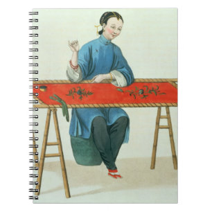A Woman Embroidering, plate 41 from 'The Costume o Notebook