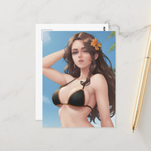 A Woman in a Black Bikini Postcard