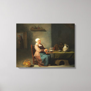 A Woman in a kitchen Canvas Print