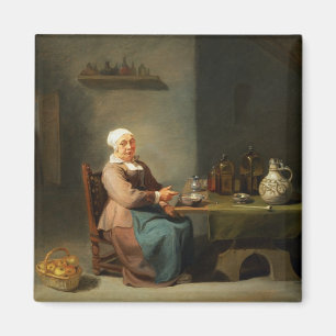 A Woman in a kitchen Magnet