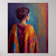 a Woman in a Multi-Coloured Shawl Poster
