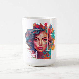 A woman in color in the square framework of art coffee mug