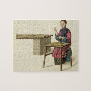 A Woman Preparing Tea, plate 21 from 'The Costume Jigsaw Puzzle