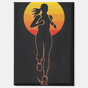 A woman runs and workout magnet