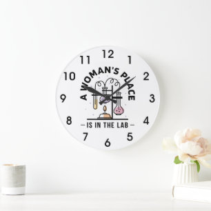 A Woman’s Place Is in the Lab – STEM Art Large Clock