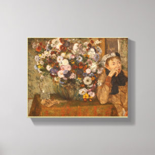 A Woman Seated beside a Vase of Flowers by Degas Canvas Print