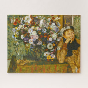 A Woman Seated Beside a Vase of Flowers Degas 1865 Jigsaw Puzzle