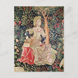 A Woman Spinning Postcard