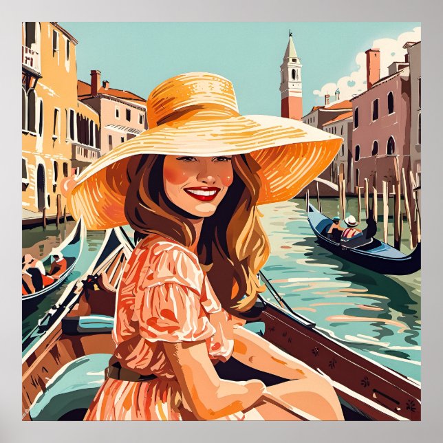 A woman tourist in Venice Print (Front)