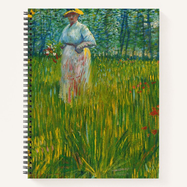 A Woman Walking in a Garden - Vincent van Gogh Notebook (Front)