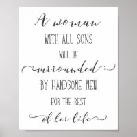 A Woman with all Sons, black and white Word Art 