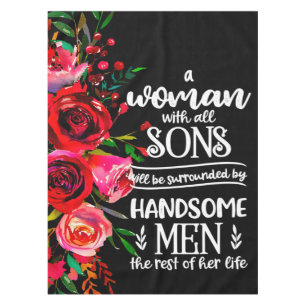 A woman With All Sons Gift, Mother's Day Gift Idea Tablecloth
