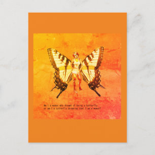 a woman with butterfly wings postcard