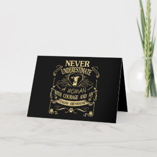 a woman with courage and an italian greyhound cute holiday card