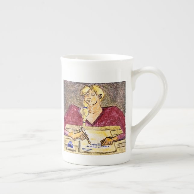 A Woman Writing a Letter Bone China Mug (Right)